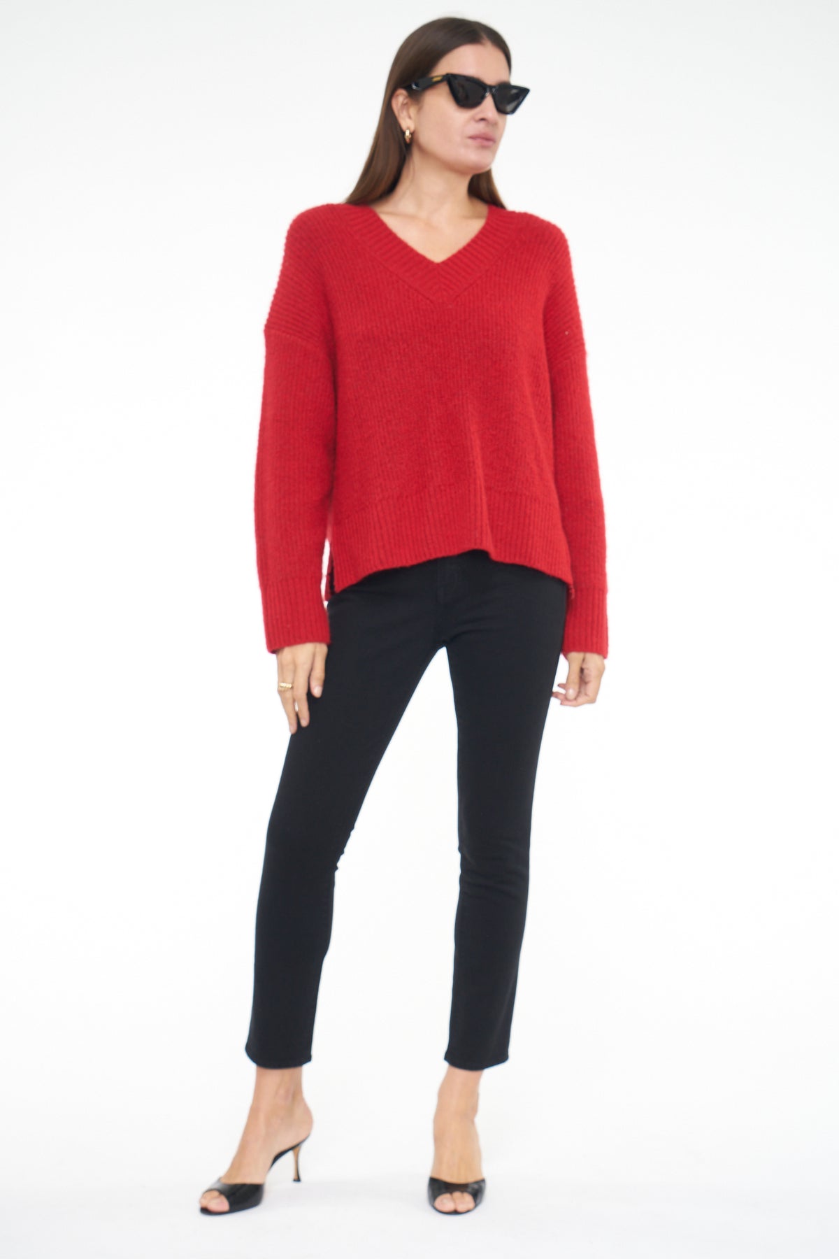 Vania V Neck Sweater - Scarlet