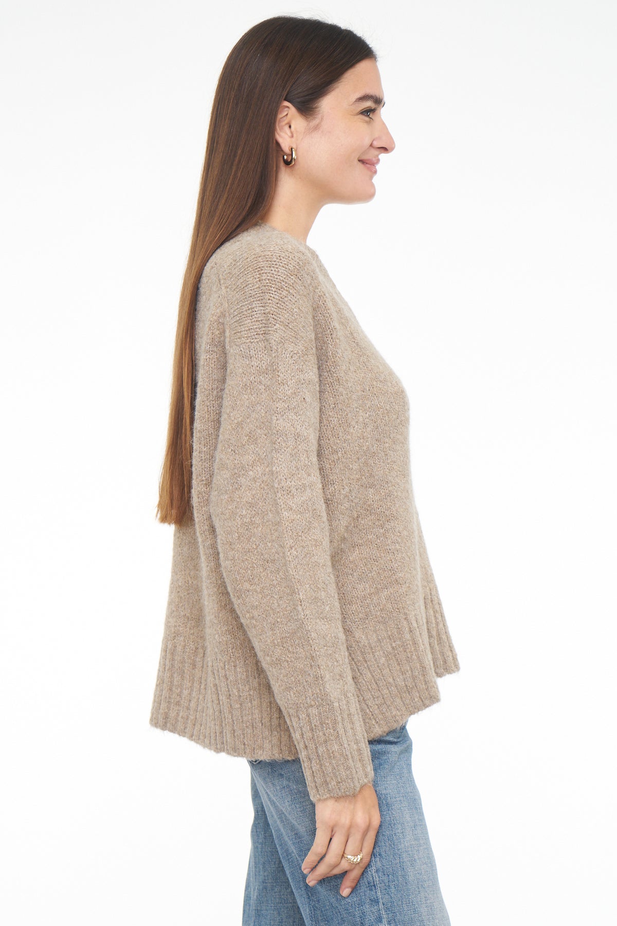 Vania V Neck Sweater - Taupe