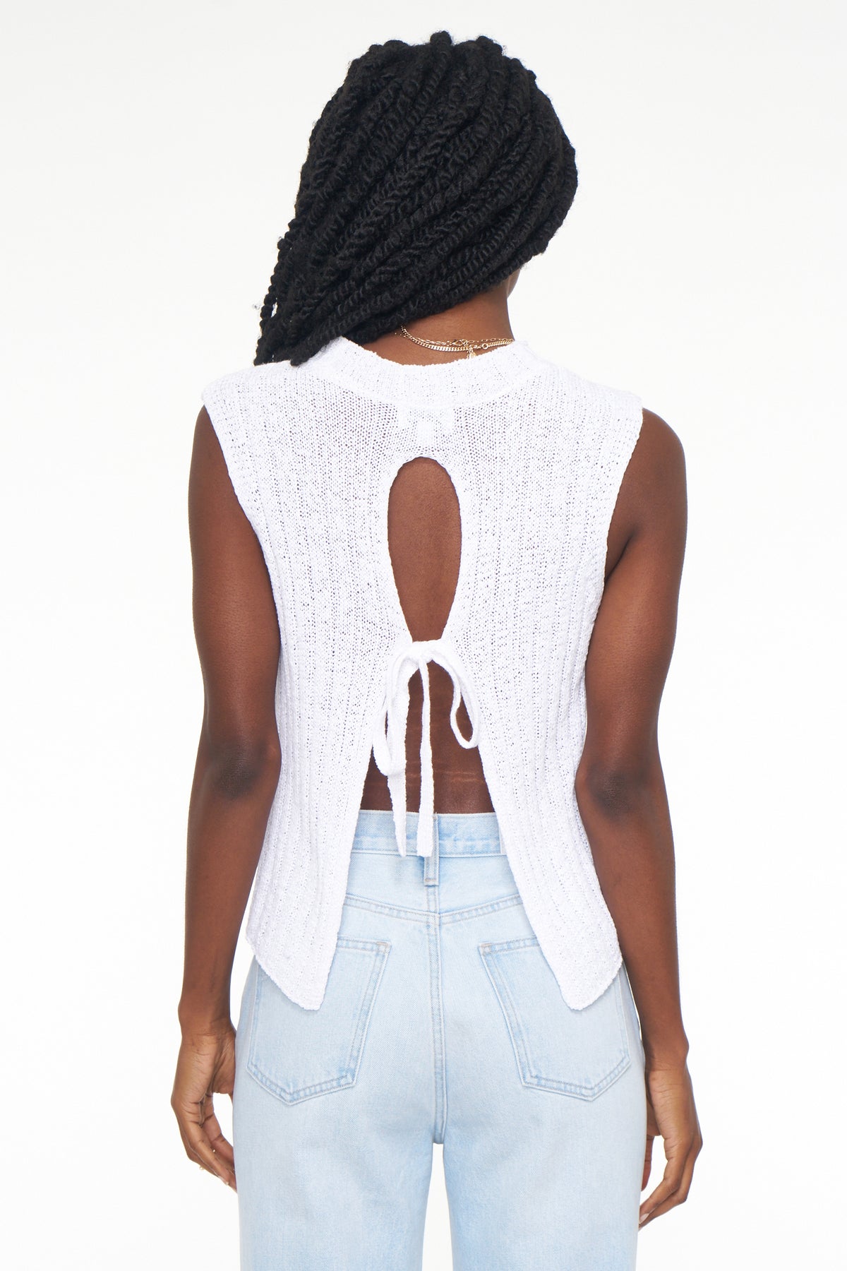 Whit Open Back Sweater Tank - Le Blanc