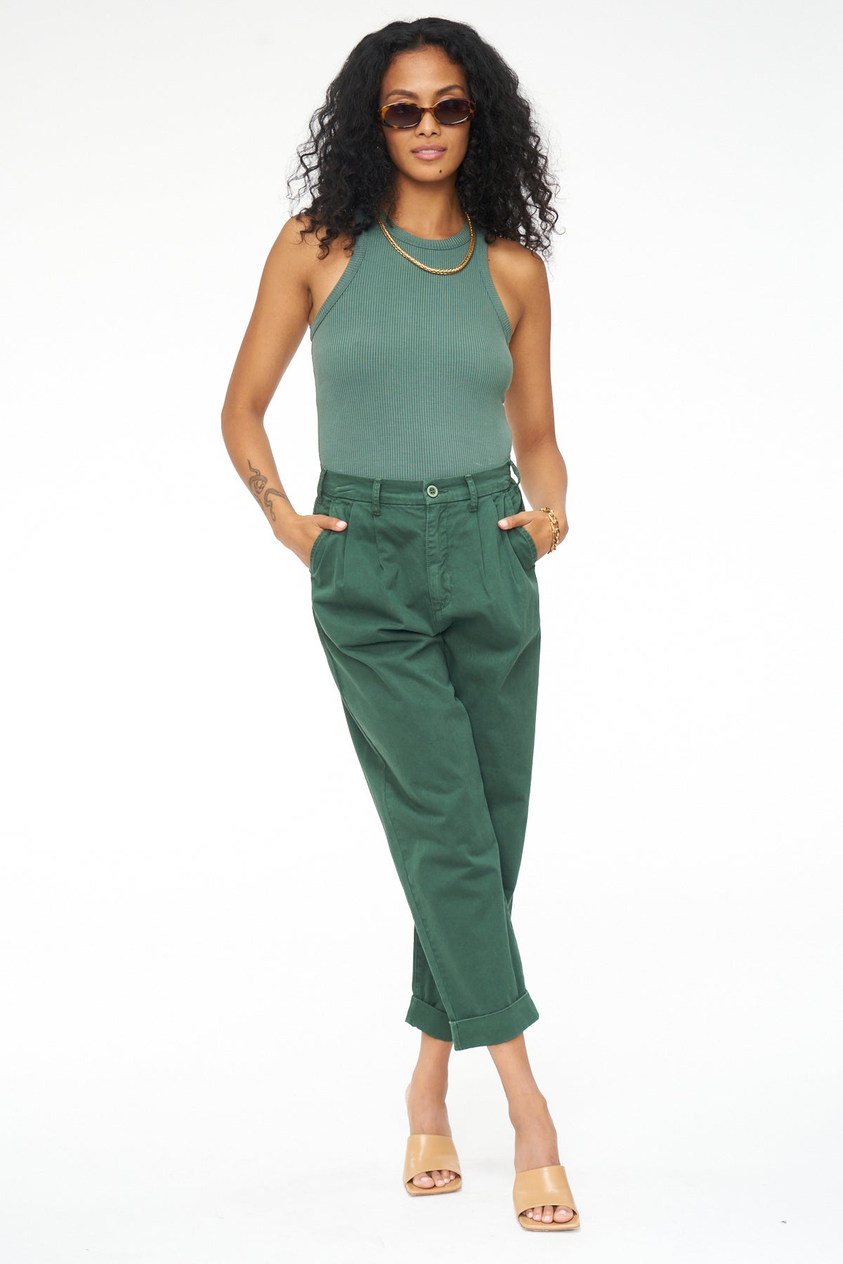 Blake Sleeveless Crew Neck Thong Bodysuit - Ivy