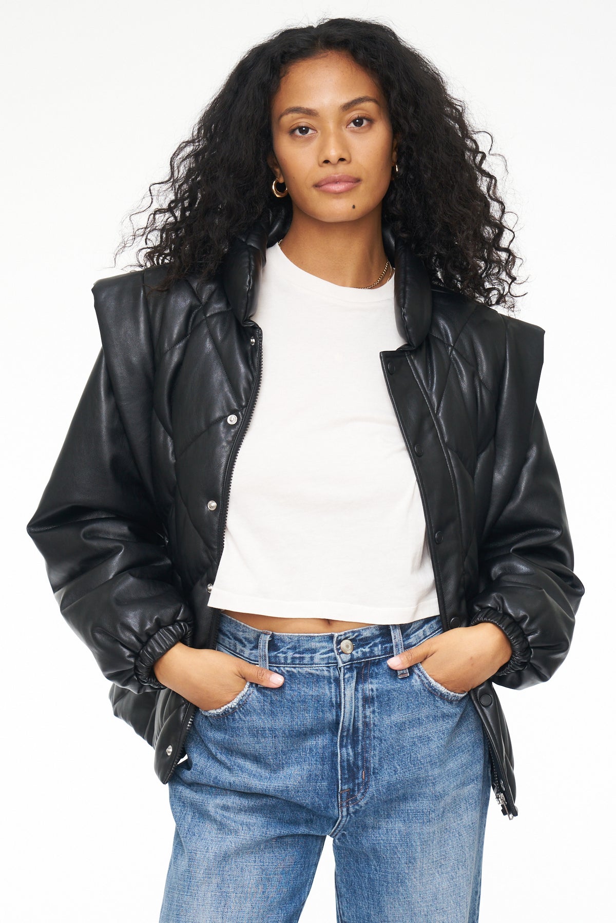 Callista Long Sleeve Puffer Jacket & Vest - Noir