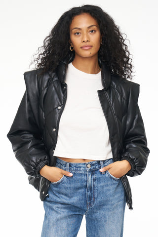 Callista Long Sleeve Puffer Jacket & Vest - Noir
