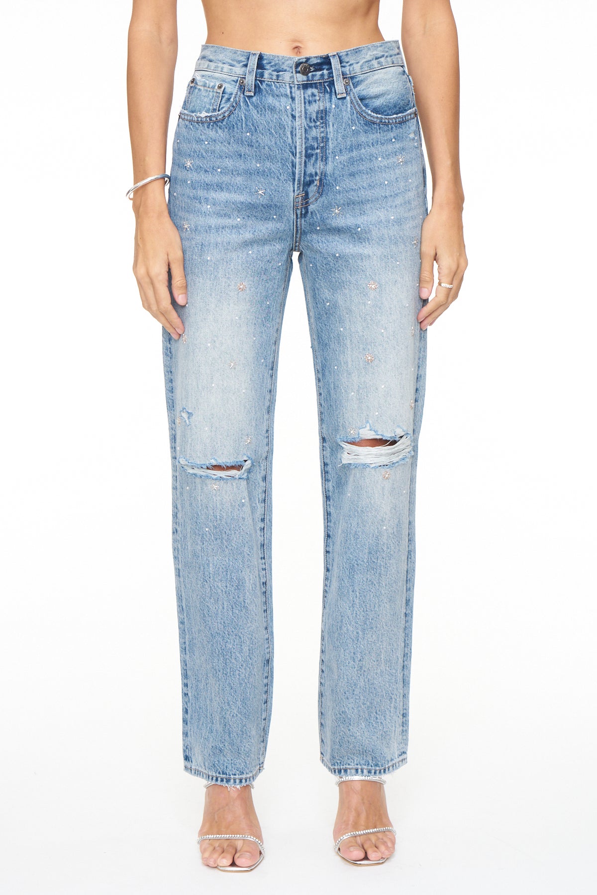 Cassie Super High Rise Straight Leg - City Lights Distressed
