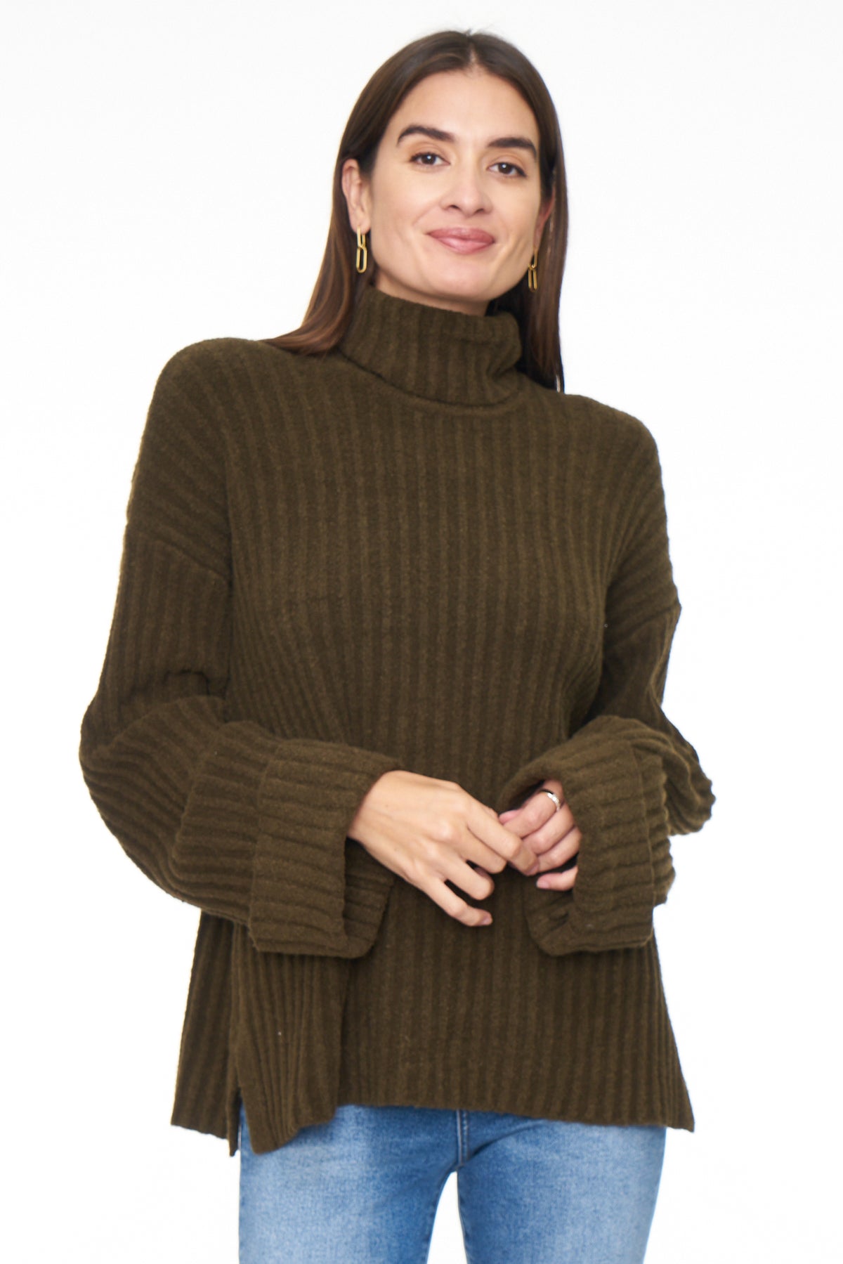 Dallas Relaxed Turtle Neck Sweater - Moss
