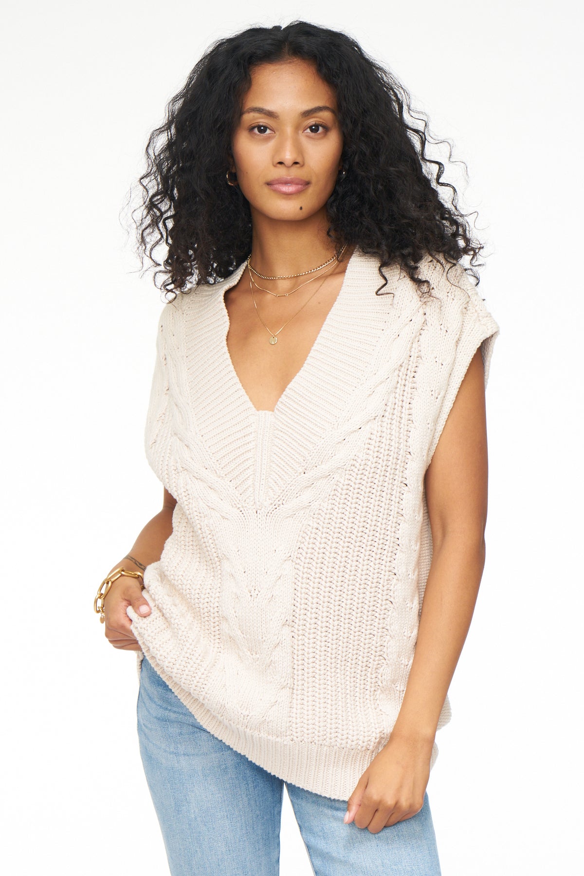 Kiran Oversized Sweater Vest - Dove