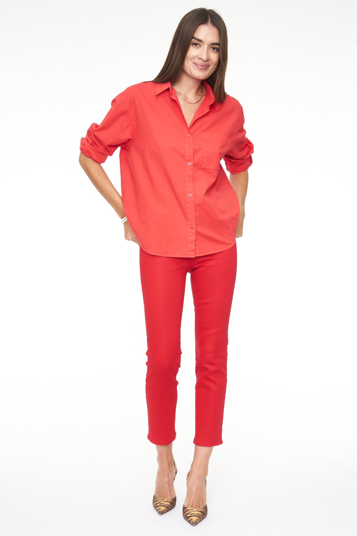 Monroe Crop High Rise Cigarette Crop - Coated Rouge