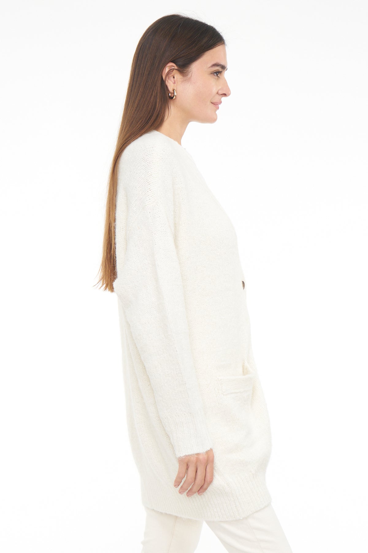 Grant Mid Length Cardigan - Ecru
