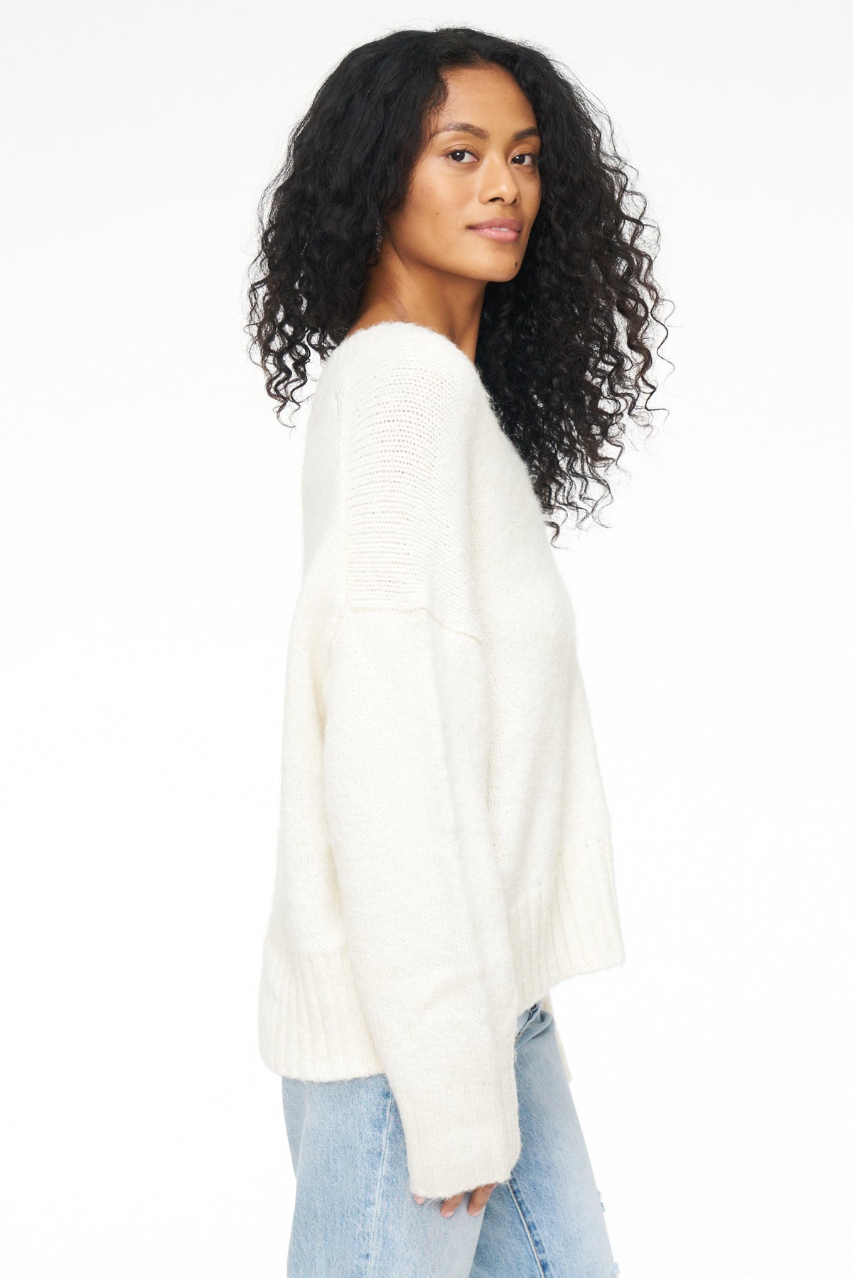 Vania V Neck Sweater - Ecru